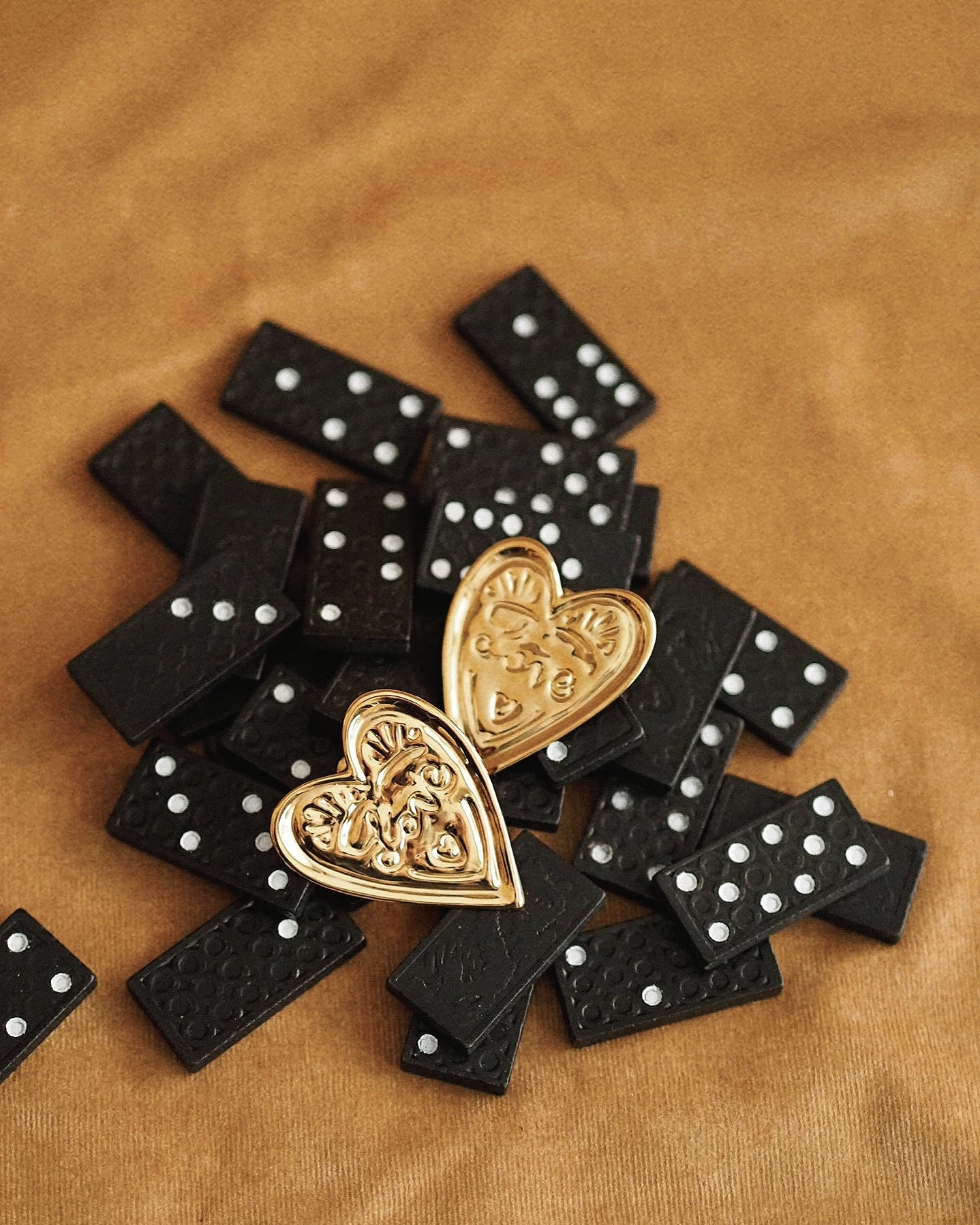 Statement Love Heart Earrings in Gold
