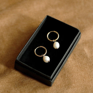 Freshwater Pearl Hoops in Gold