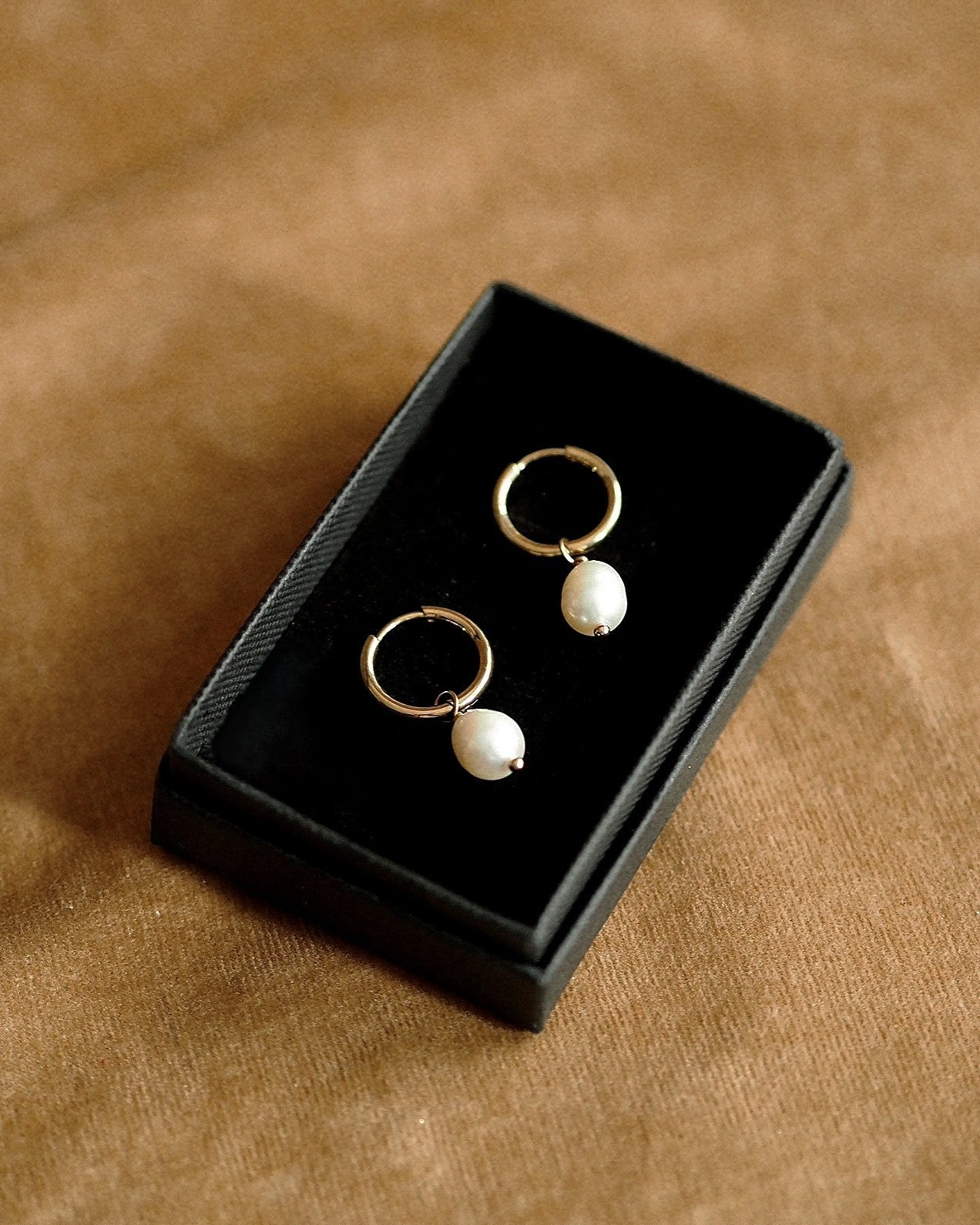 Freshwater Pearl Hoops in Gold