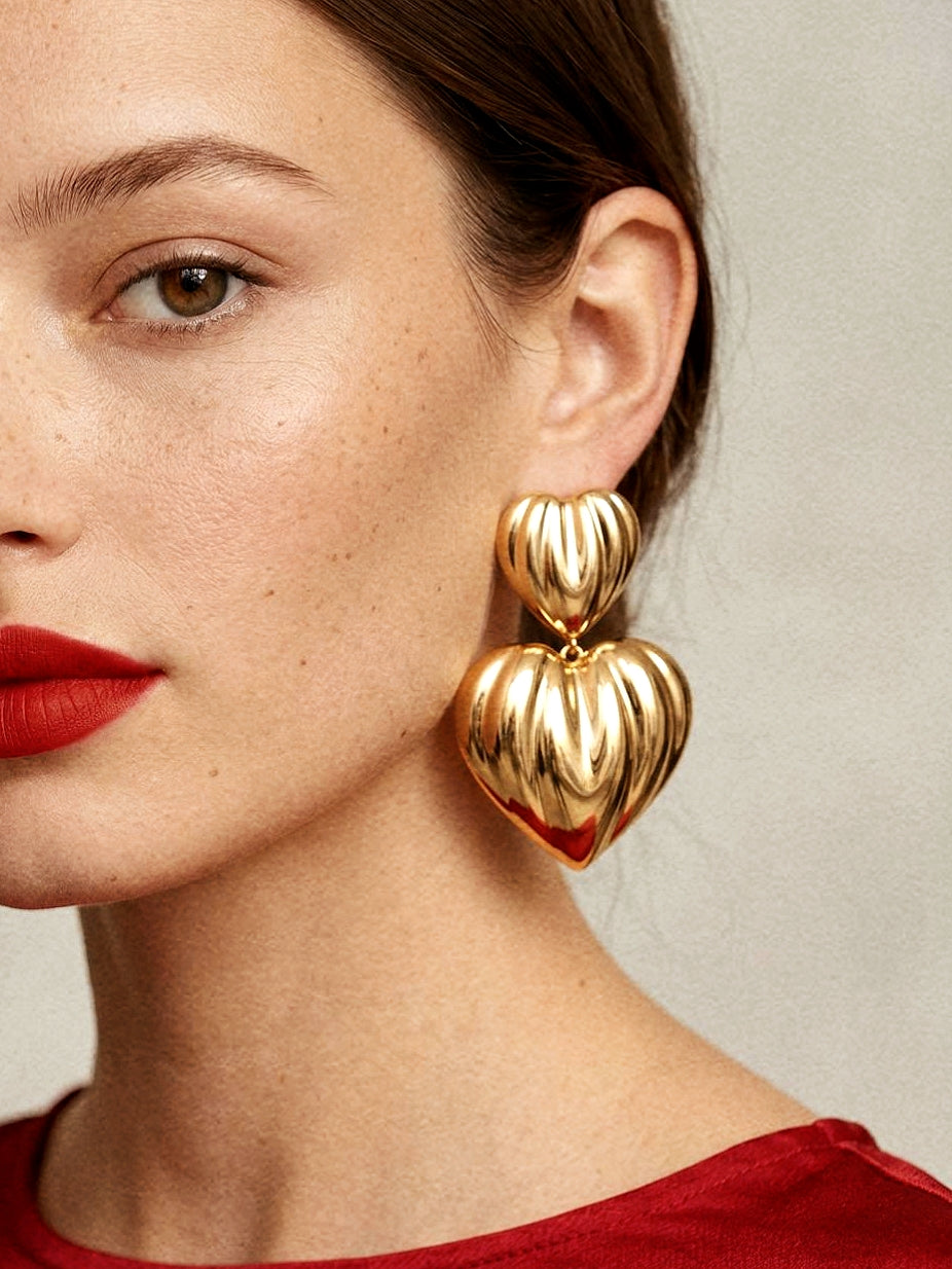 Kardia Heart Earrings in Gold