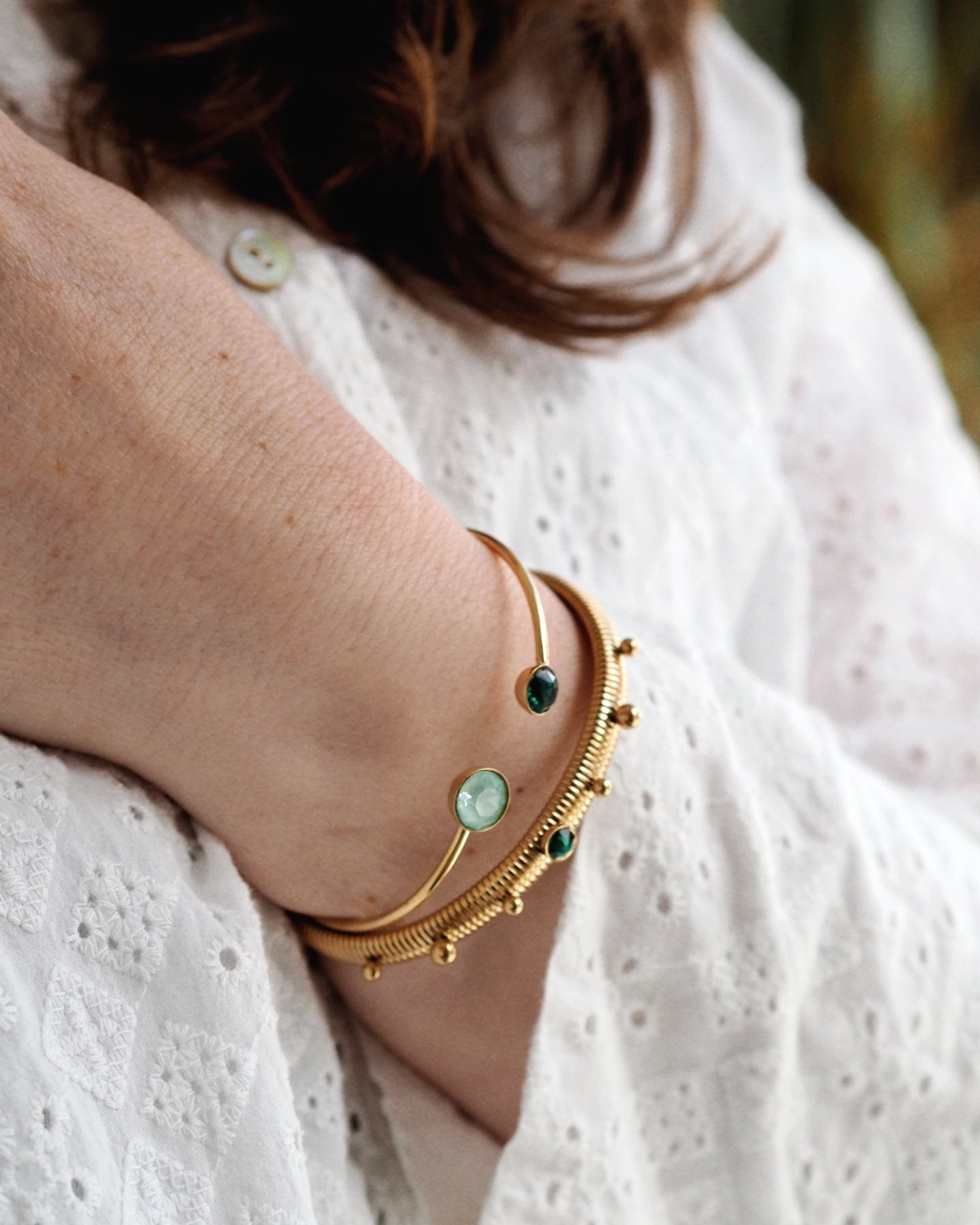 Unique Aldona Bracelet in Green and Gold