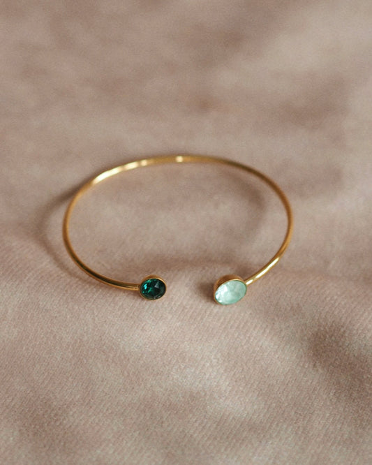 Swarovski Adjustable Bangle in Green and Gold