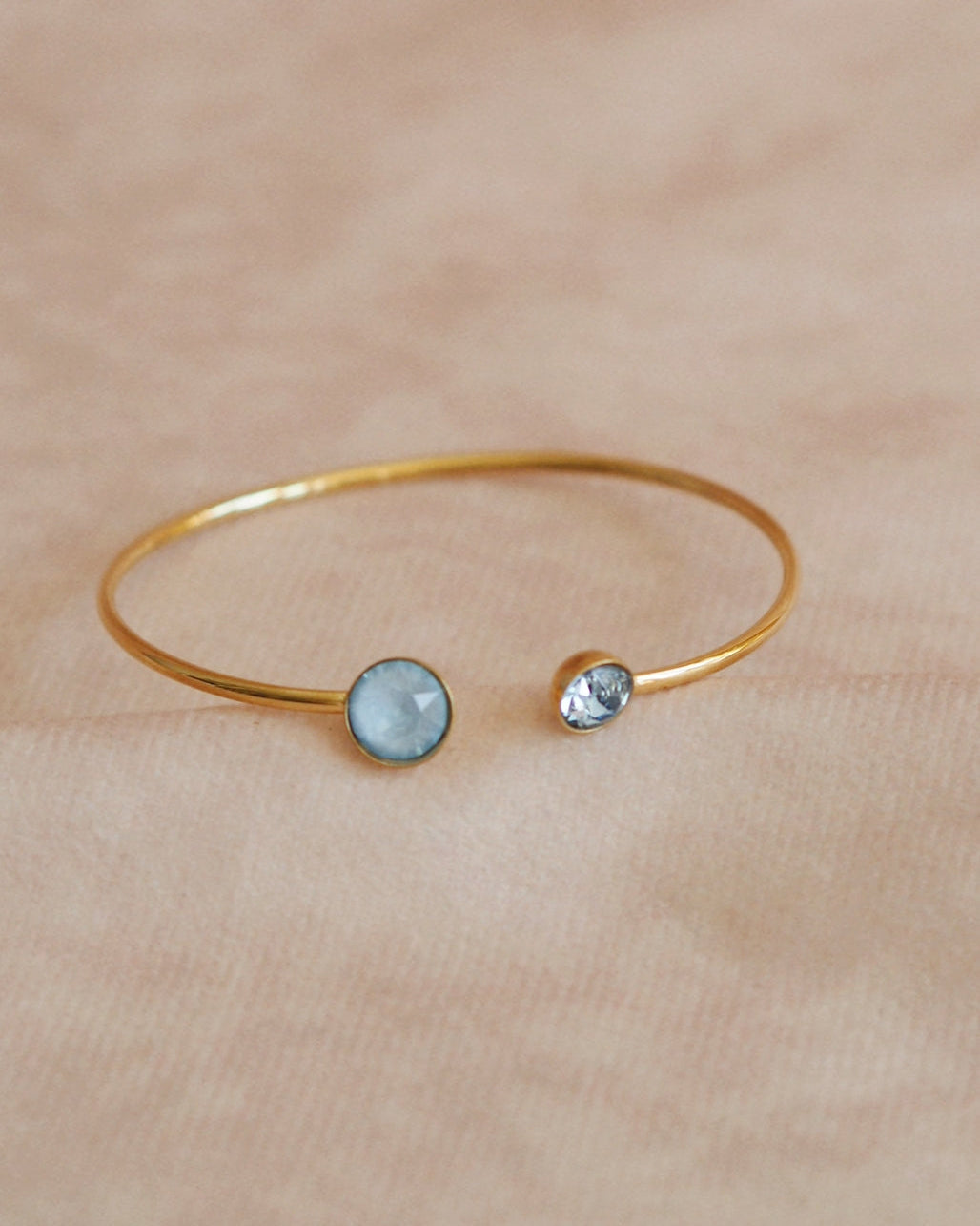 Swarovski Adjustable Bangle in Light Blue and Gold
