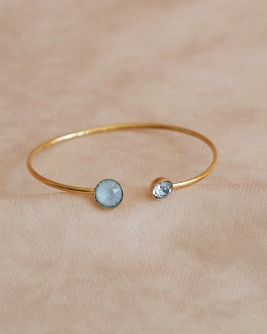 Swarovski Adjustable Bangle in Light Blue and Gold