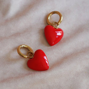 Liliane Heart Earrings in Red and Gold