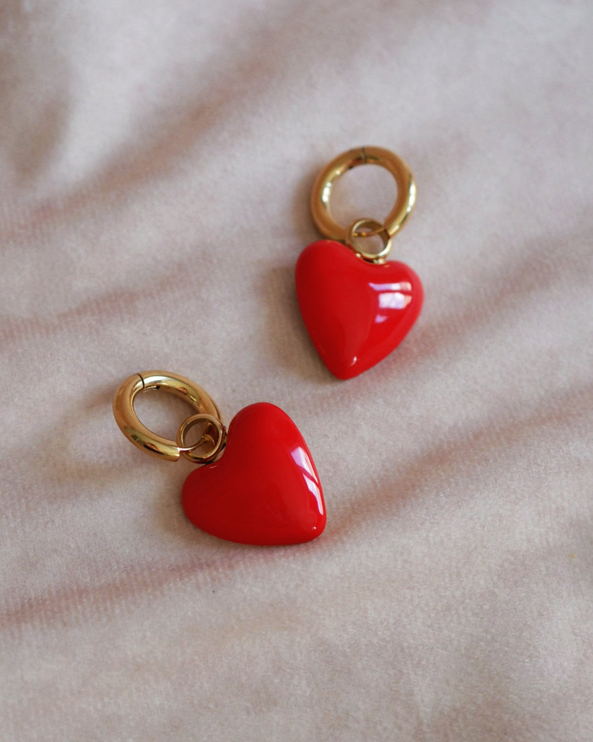 Liliane Heart Earrings in Red and Gold