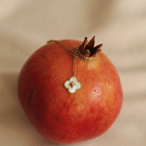 Pearl Clover And Star Necklace In Gold