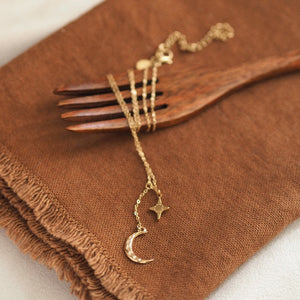Star and Crescent Moon Neckless in Gold
