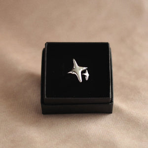 Lyra Open Star Ring in Silver