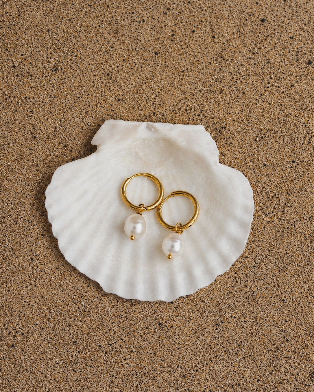 Freshwater Pearl Hoops in Gold
