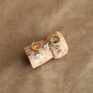 Sparkling Heart Hoops in Gold