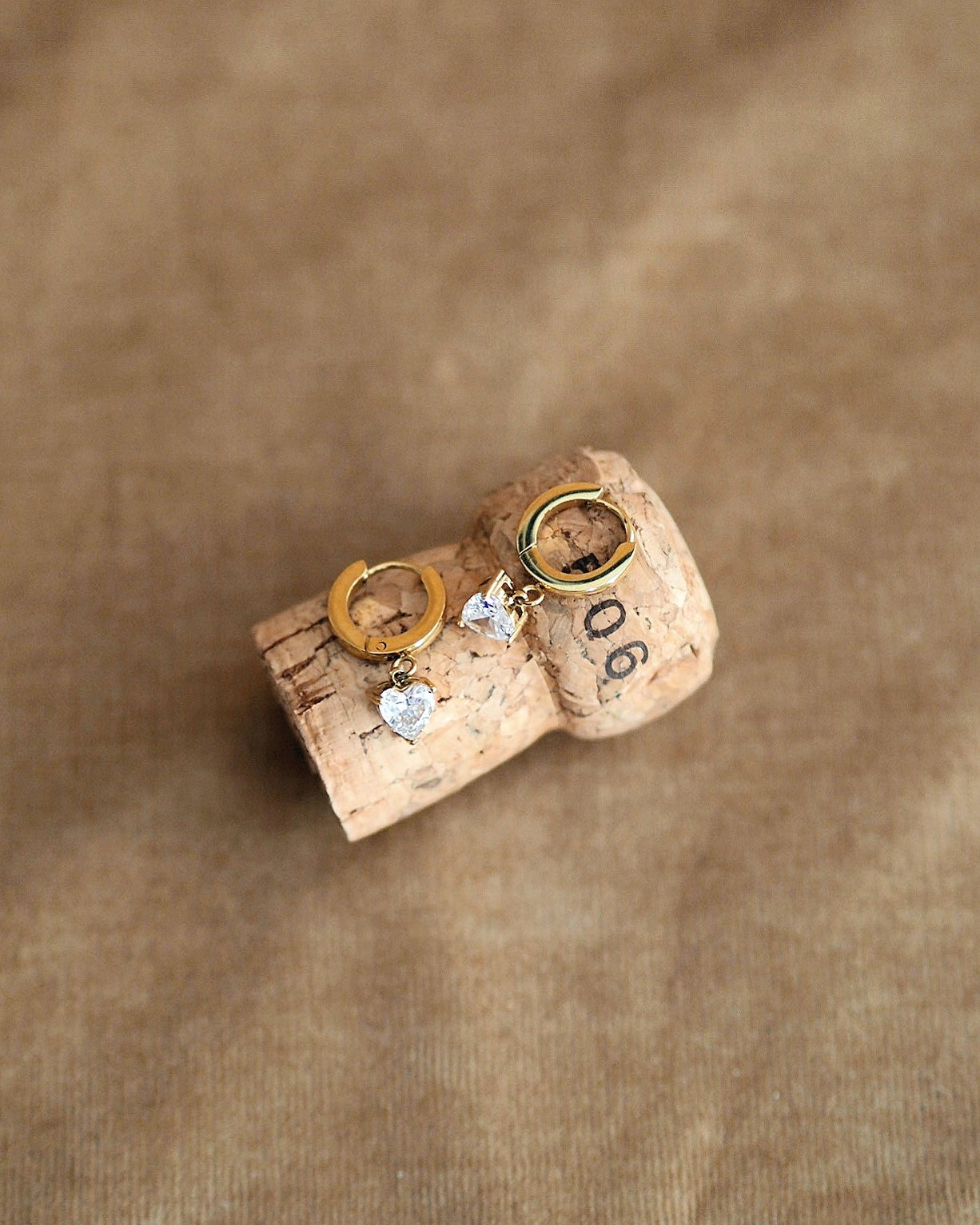 Sparkling Heart Hoops in Gold