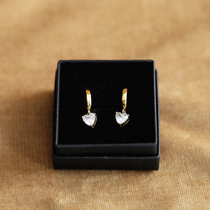Sparkling Heart Hoops in Gold