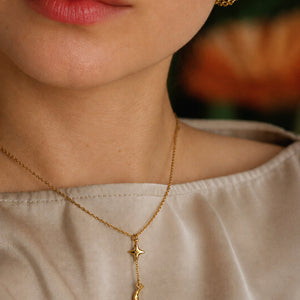 Star and Crescent Moon Neckless in Gold
