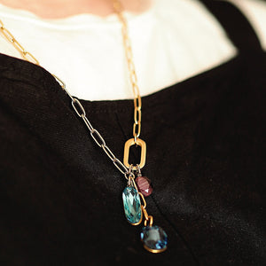 Trio Gemstones Necklace in Gold