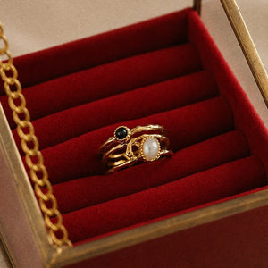 Three Line Luna Noire Ring