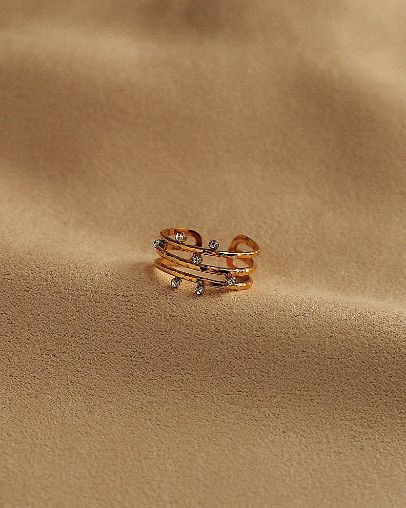 Isana Three Line Ring in Gold