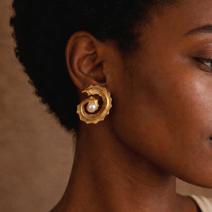 Nadia Statement Earrings with Pearl Centre