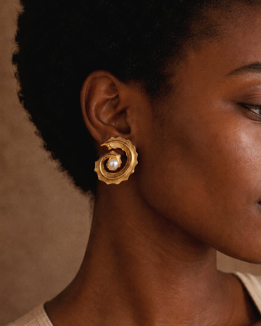 Nadia Statement Earrings with Pearl Centre