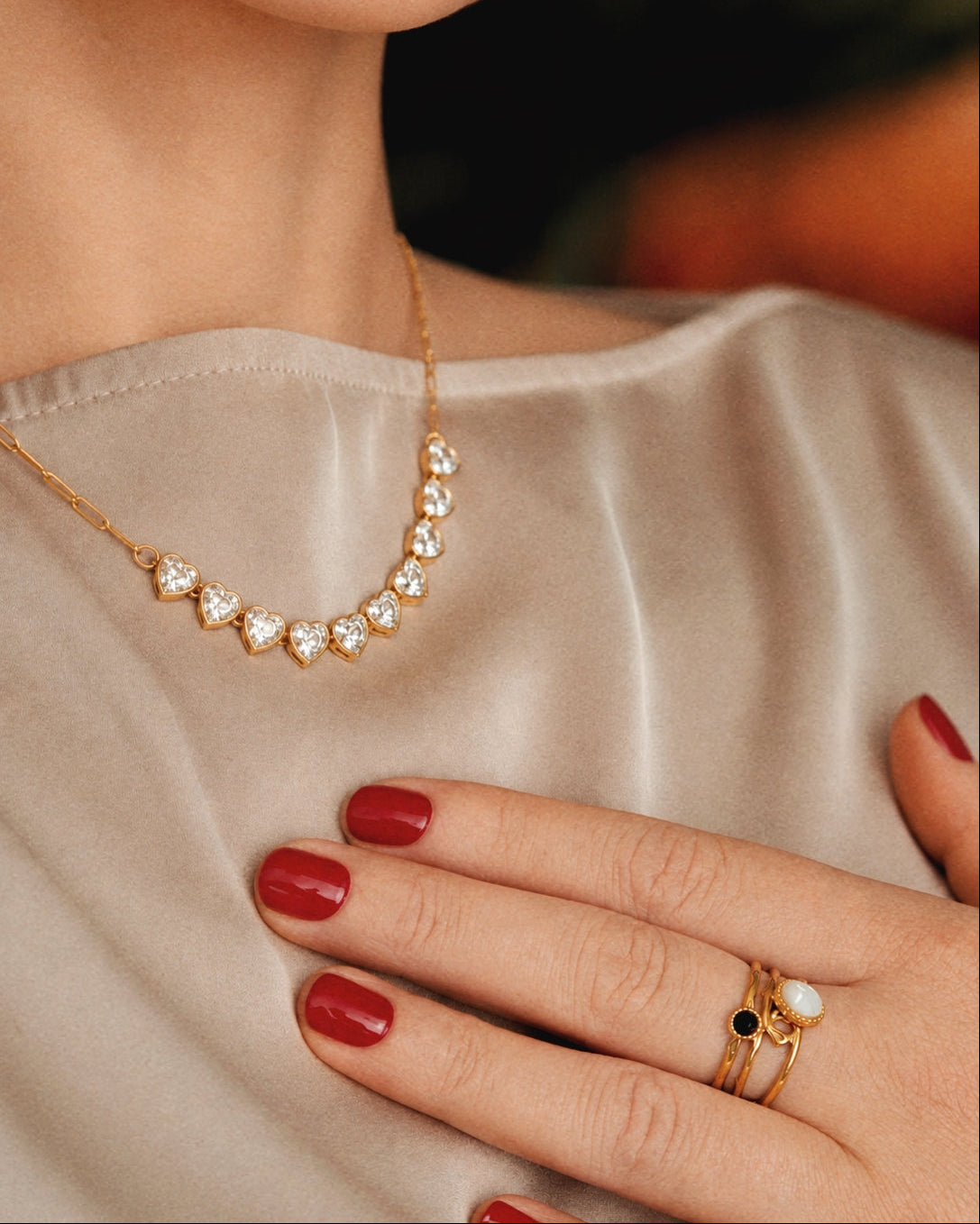 Three Line Luna Noire Ring