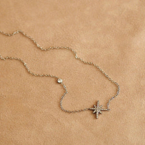 Delicate Zirconia Star Necklace in Silver
