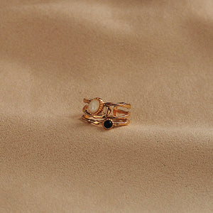 Three Line Luna Noire Ring