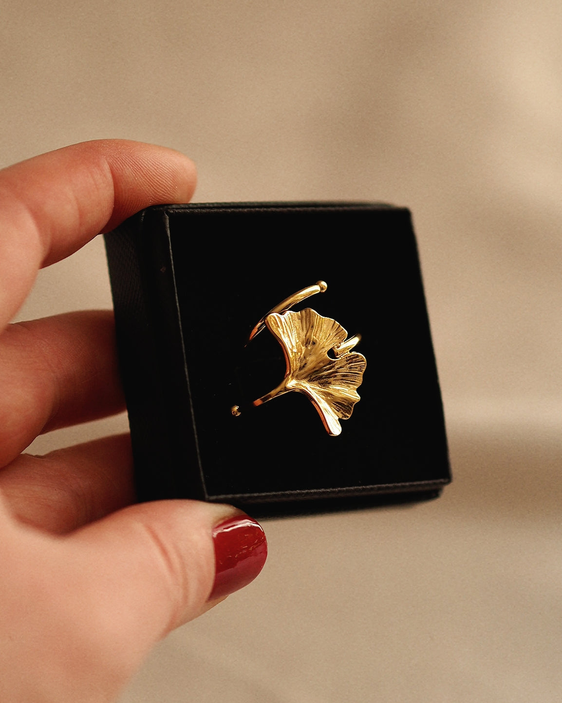 Gingko Leaf Ring in Gold