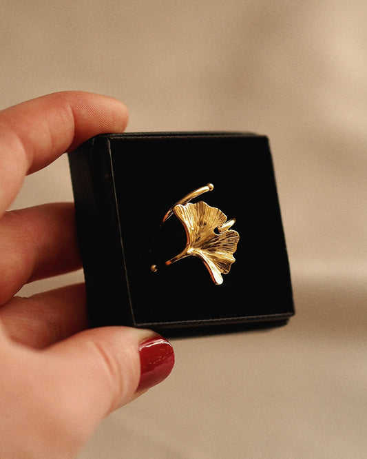 Gingko Leaf Ring in Gold