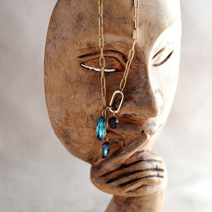 Trio Gemstones Necklace in Gold