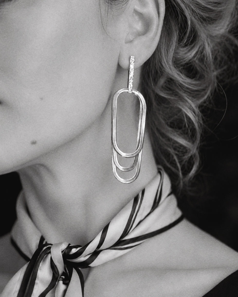 Sylvie Multichain Earrings in Silver