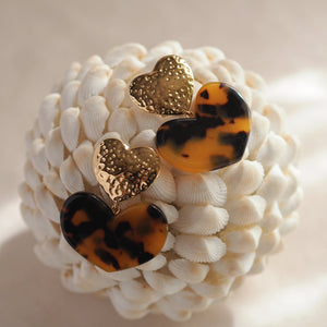 Statement Amber Tones Hear Earrings