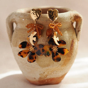 Delphine Statement Amber Tones Floral Earrings