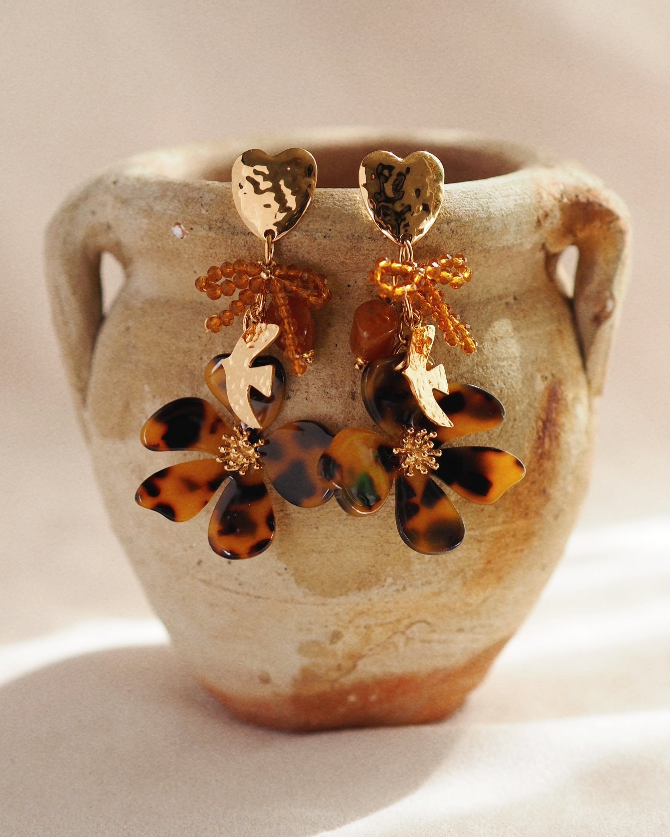 Delphine Statement Amber Tones Floral Earrings