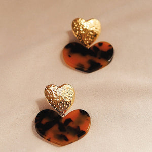 Statement Amber Tones Hear Earrings