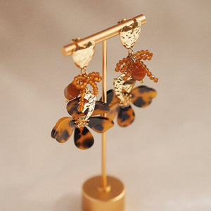 Delphine Statement Amber Tones Floral Earrings