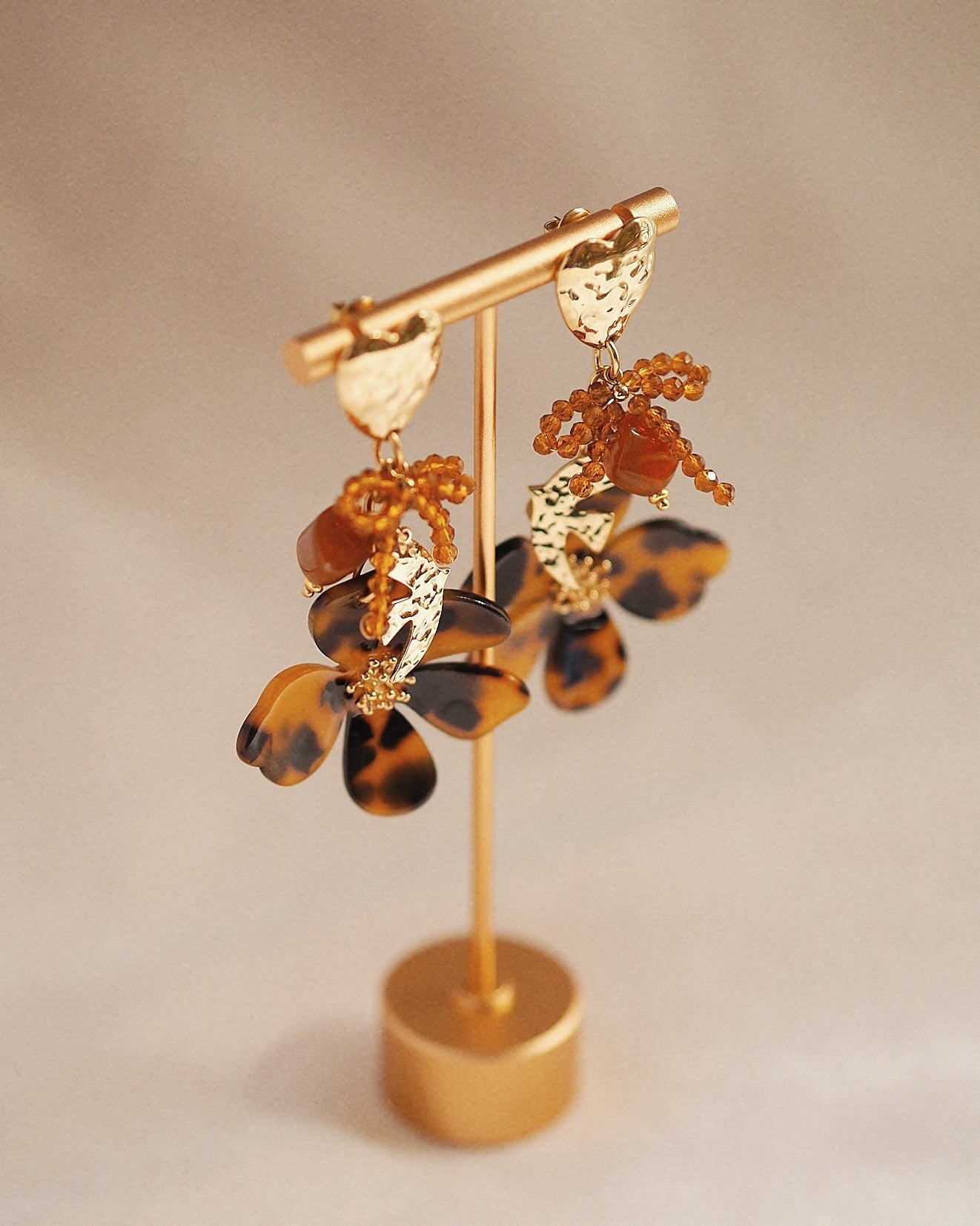 Delphine Statement Amber Tones Floral Earrings