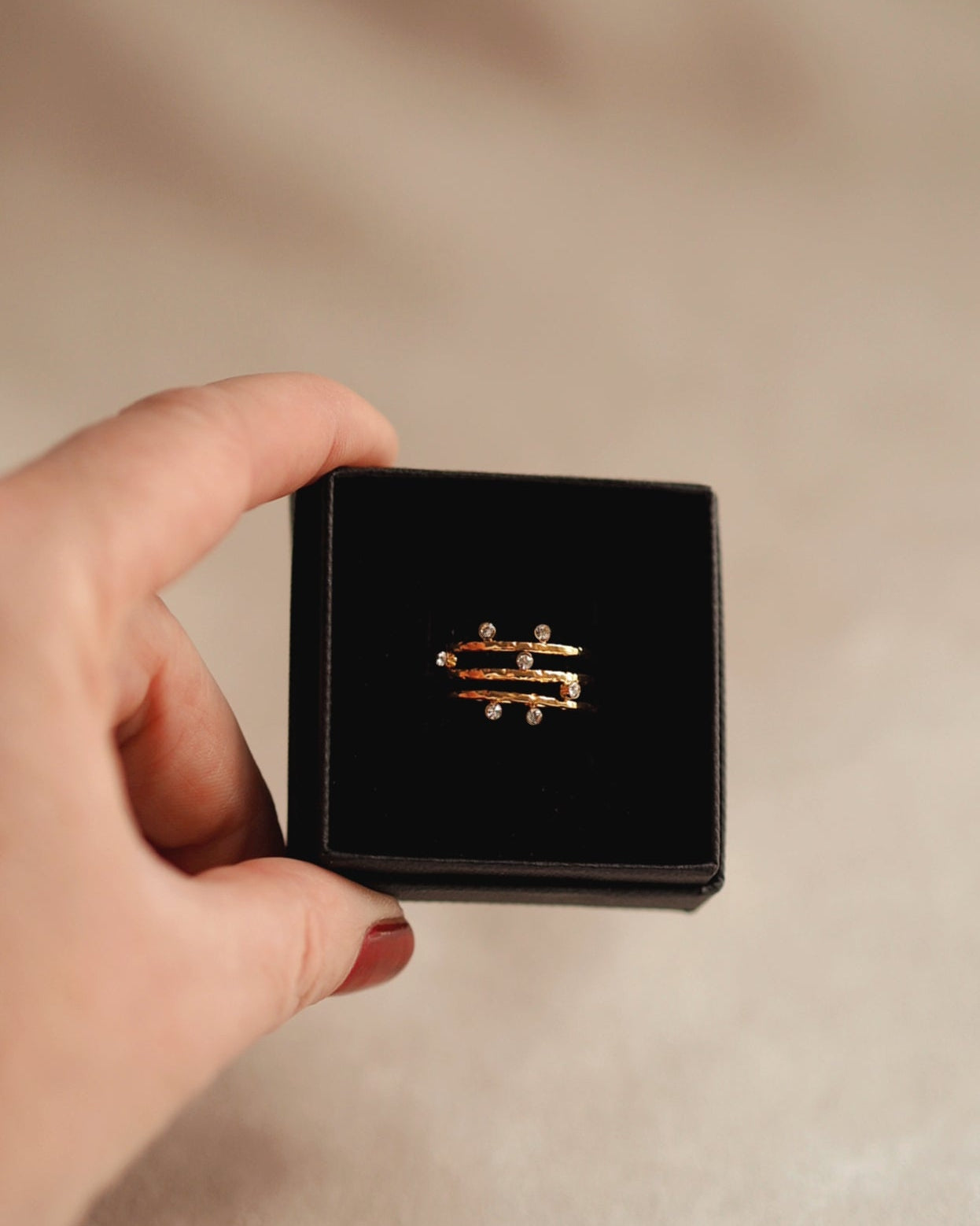 Isana Three Line Ring in Gold