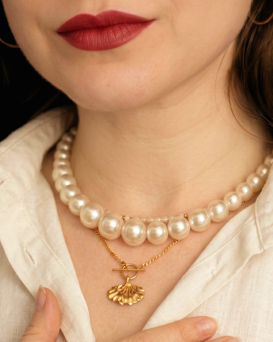 Large Beaded Pearl Necklace