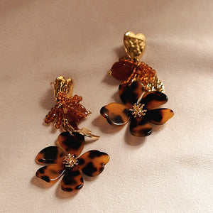 Delphine Statement Amber Tones Floral Earrings