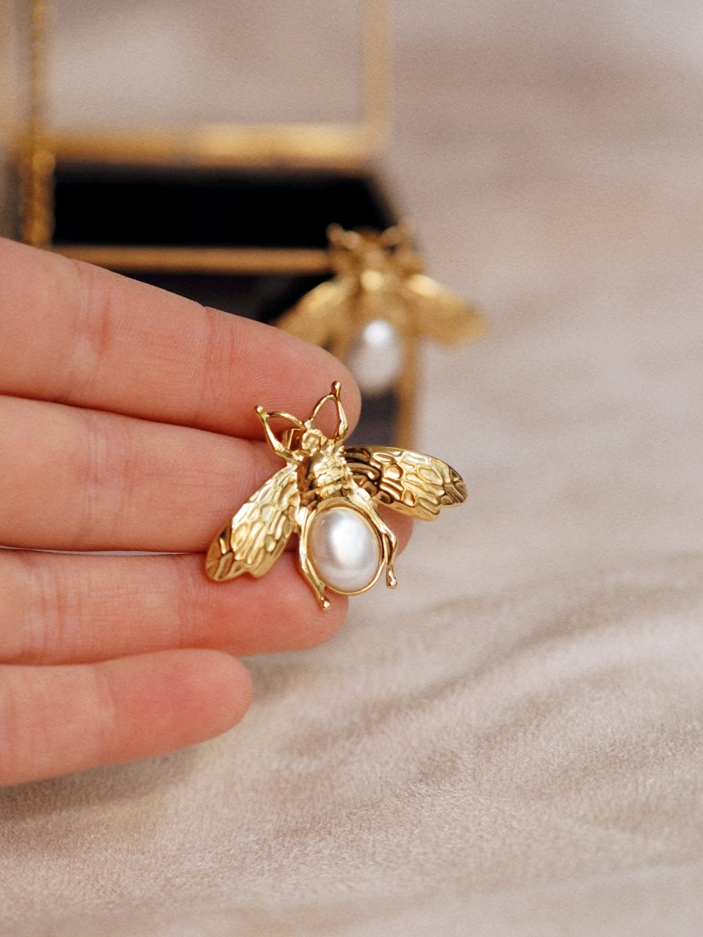 Vintage Style Large Bee Earrings