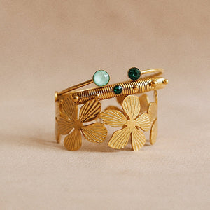 Swarovski Adjustable Bangle in Green and Gold