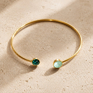 Swarovski Adjustable Bangle in Green and Gold