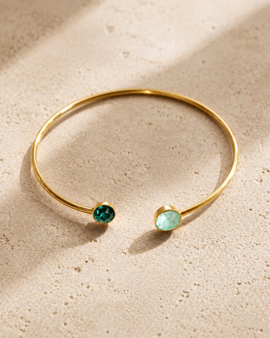 Swarovski Adjustable Bangle in Green and Gold