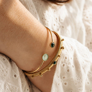 Swarovski Adjustable Bangle in Green and Gold