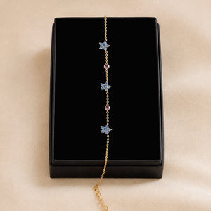 Beautiful Delicate Floral Bracelet in Light Blue and Purple