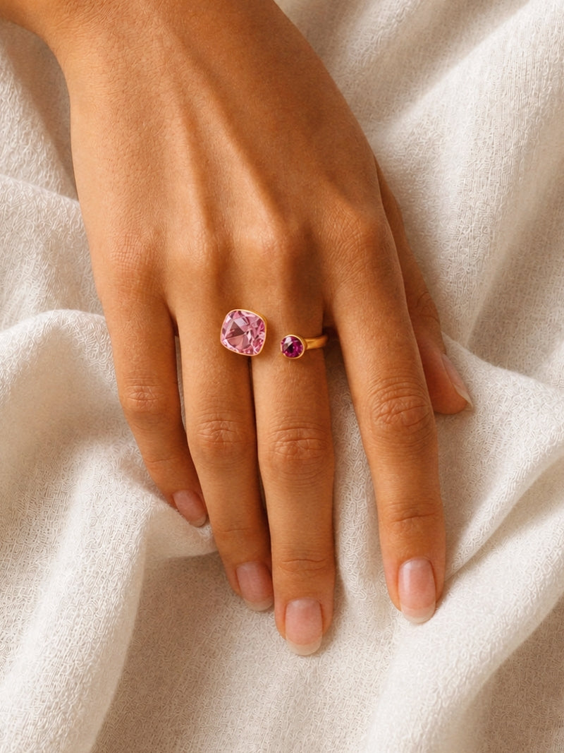 Rose & Purple Swarovski Stone Ring