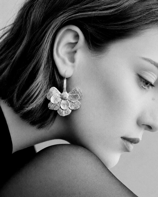 Elsa Floral Earrings in Silver