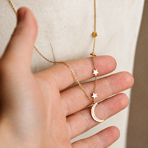 Rhiannon Moon And Stars Necklace Gold