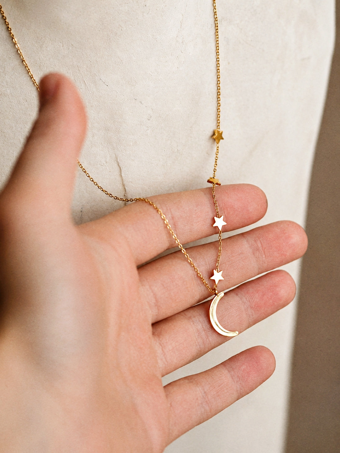 Rhiannon Moon And Stars Necklace Gold