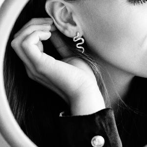 "Dance" Snake Earrings in silver